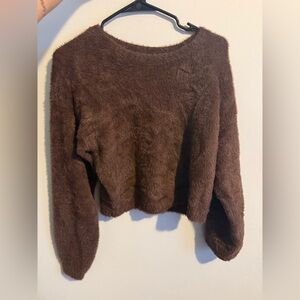 Cozy Brown Fuzzy Sweater HOLLISTER
